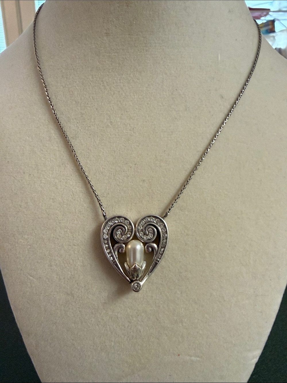 Brighton Silver Heart Pendant Necklace with Pearl - Picture 3 of 5